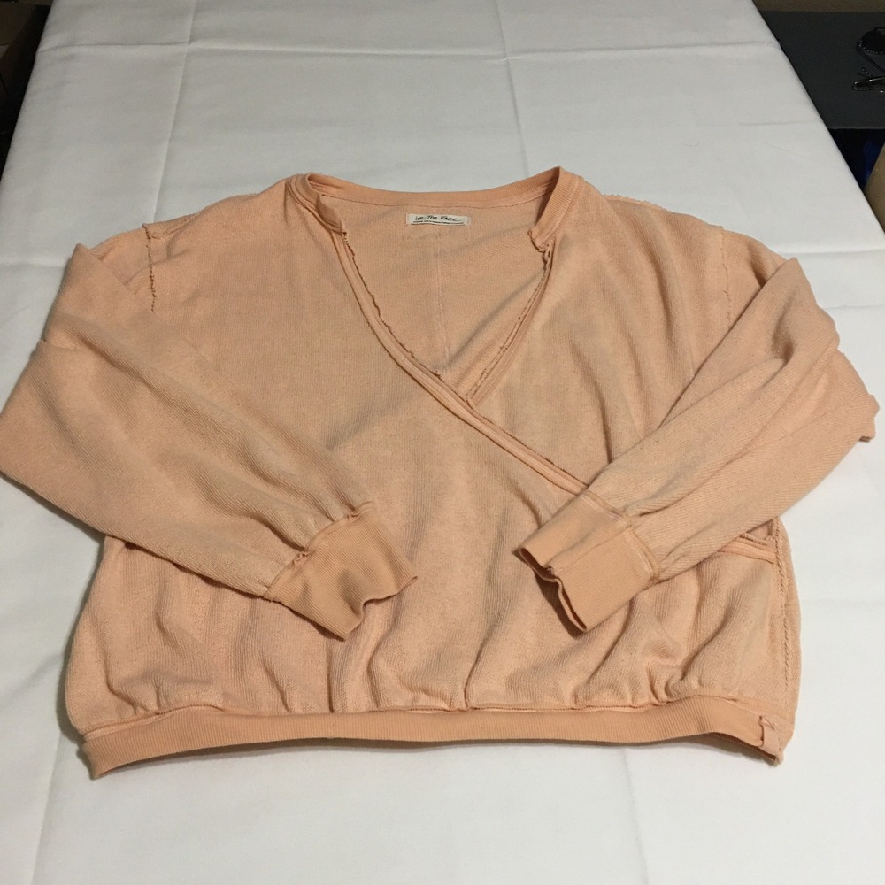 Free People Women's Anyway Textured Tee Womens Medium Peach We The Free